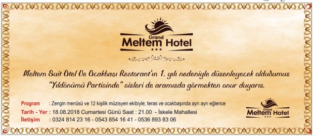 Grand Meltem Hotel birinci yılını kutluyor