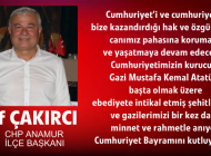 ARİF ÇAKIRCI’DAN 29 EKİM MESAJI