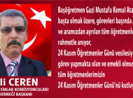 ALİ CEREN’den Öğretmenler Günü mesajı