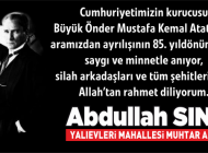 Muhtar Adayı Abdullah Sınır’dan 10 Kasım mesajı