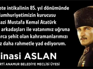 Şinasi Aslan’dan Atatürk’ü anma mesajı