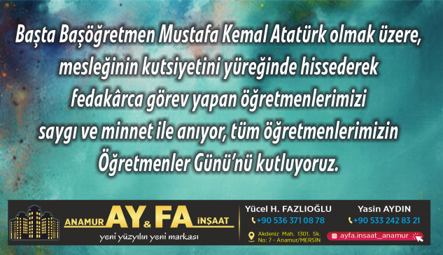 AYFA İnşaat’tan Öğretmenler Günü mesajı