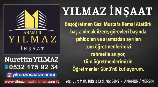 YILMAZ İNŞAAT’tan Öğretmenler Günü mesajı