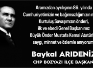 BAYKAL ARIDENİZ 10 Kasım mesajı