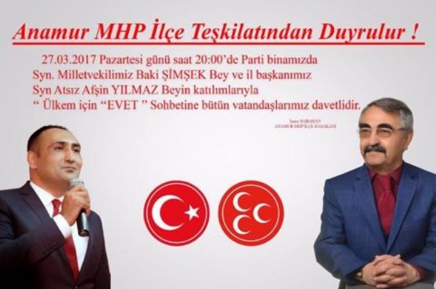 Anamur MHP’de Ülkem için EVETsohbetine davet