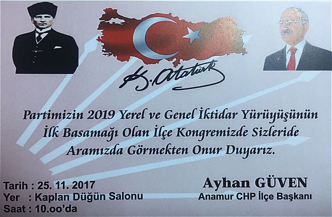 CHP KONGRESİ 25 KASIMDA KAPLAN DÜĞÜN SALONUNDA