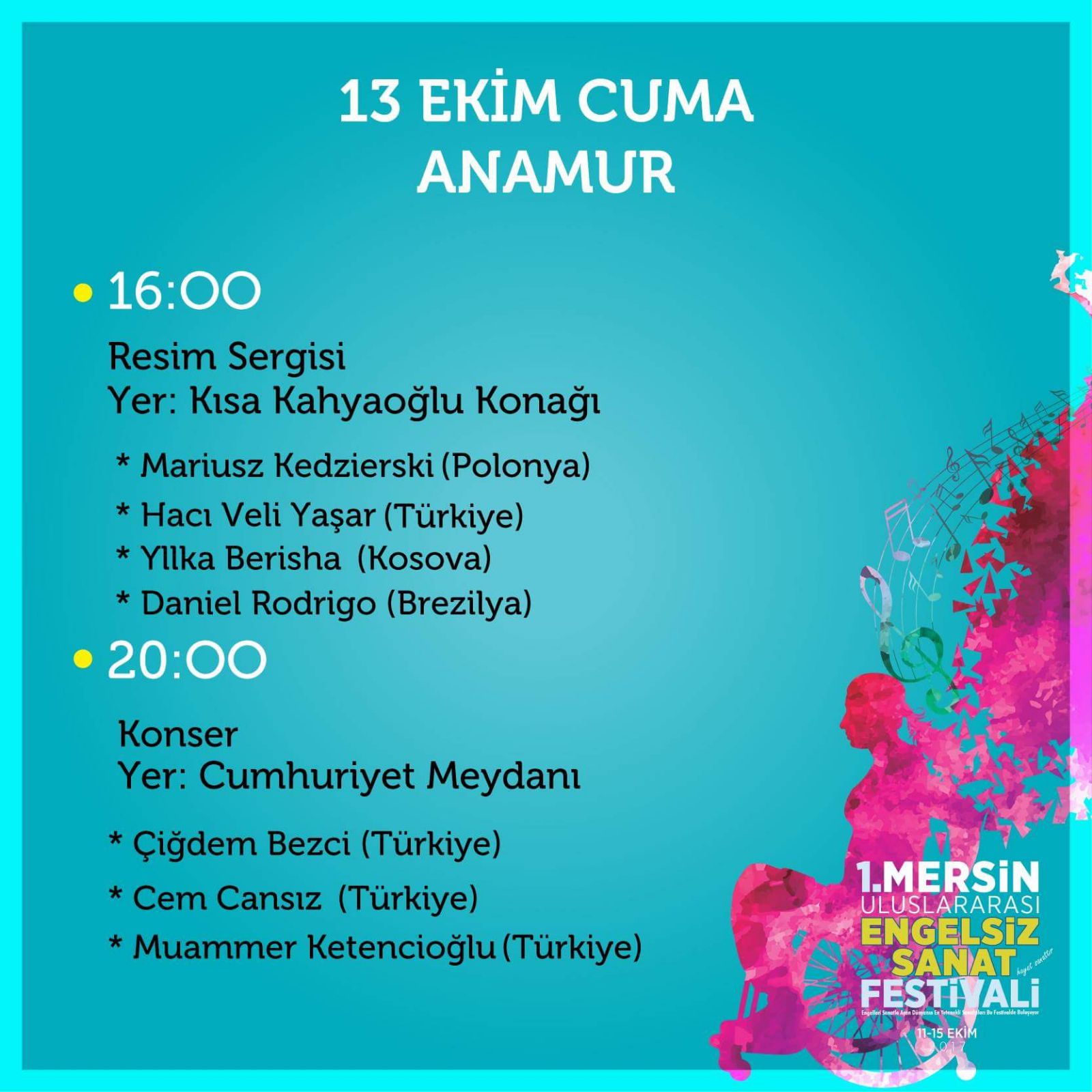 Mersin Büyükşehir Belediyesi ve Anamur Belediyesi Kültür Müdürlüğü  ortaklaşa konser